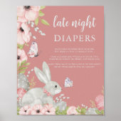 Floral Easter Baby shower Late Night Luiers Poster (Voorkant)