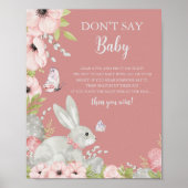 Floral Easter Baby shower Zeg geen Baby Spel Poster (Voorkant)