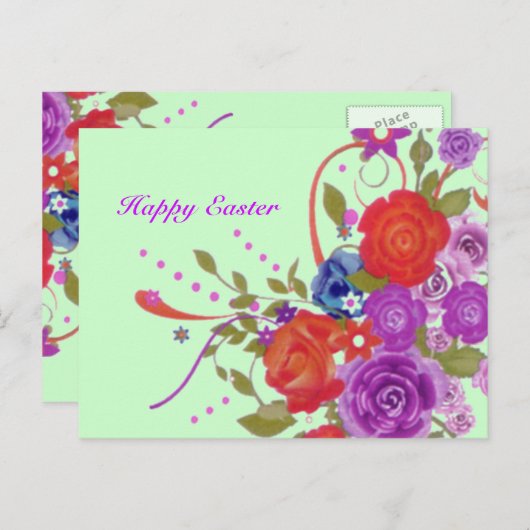 Floral Easter Briefkaart (Voorkant / Achterkant)
