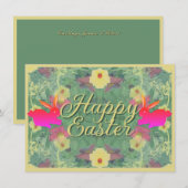 Floral Easter Bunnies w/Text Bedankkaart (Voorkant / Achterkant)
