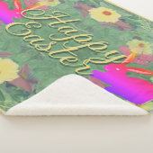 Floral Easter Bunnies w/Text Sherpa Deken (3/4)