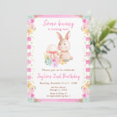 Floral Easter Bunny Birthday Kaart (Staand voorkant)