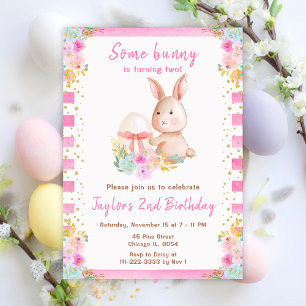 Floral Easter Bunny Birthday Kaart