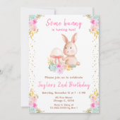 Floral Easter Bunny Birthday Kaart (Voorkant)