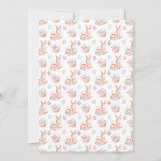 Floral Easter Bunny Birthday Kaart (Achterkant)