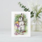 Floral Easter Bunny Briefkaart (Staand voorkant)