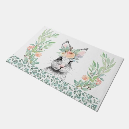 Floral Easter Bunny Deurmat (Schuin)