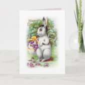 Floral Easter Bunny Feestdagen Kaart (Voorkant)