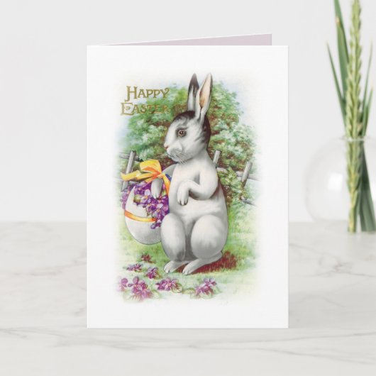 Floral Easter Bunny Feestdagen Kaart (Voorkant)