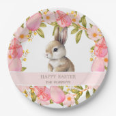 Floral Easter Bunny | Gepersonaliseerd Papieren Bordje (Voorkant)