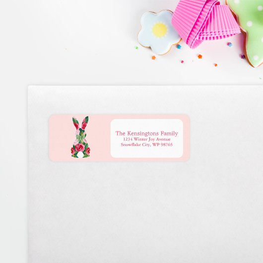 Floral Easter Bunny Gepersonaliseerd retouradres Etiket