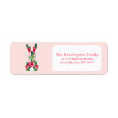 Floral Easter Bunny Gepersonaliseerd retouradres Etiket (Voorkant)