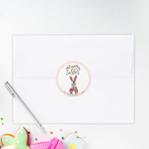 Floral Easter Bunny Gepersonaliseerde Stickers