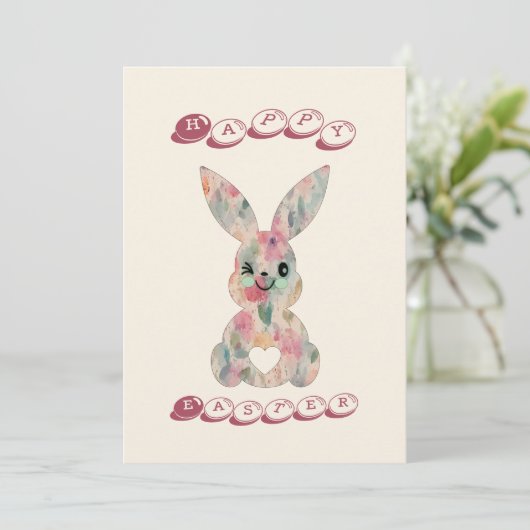 Floral Easter Bunny Kaart (Staand voorkant)