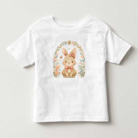 Floral Easter Bunny Kinder Shirts (Voorkant)
