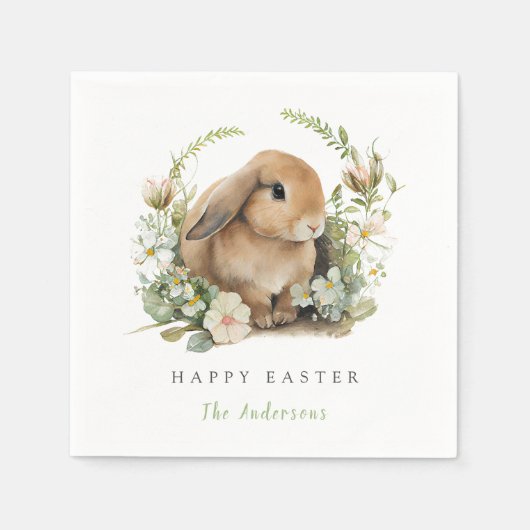 Floral Easter Bunny Napkins Servet (Voorkant)
