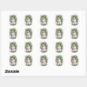 Floral Easter Bunny Ronde Sticker (Vel)