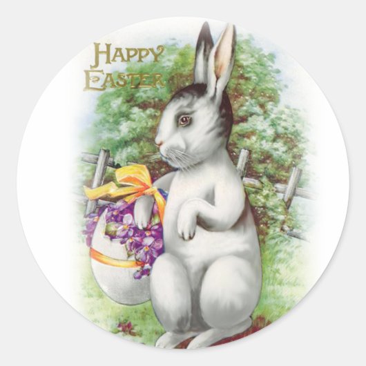 Floral Easter Bunny Ronde Sticker (Voorkant)