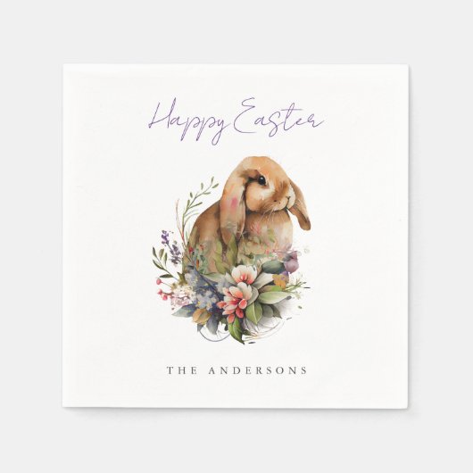 Floral Easter Bunny Servet (Voorkant)