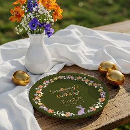 Floral Easter Bunny Somebunny is jarig Papieren Bordje