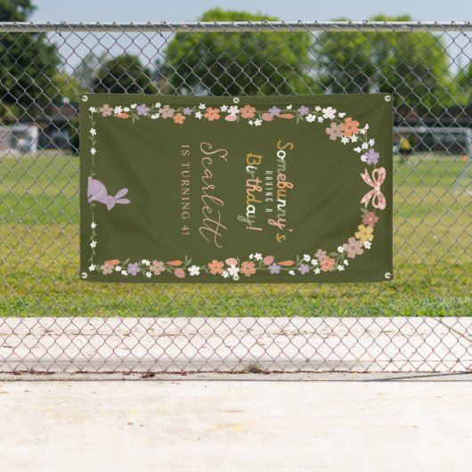 Floral Easter Bunny Somebunny is jarig Spandoek (Insitu)