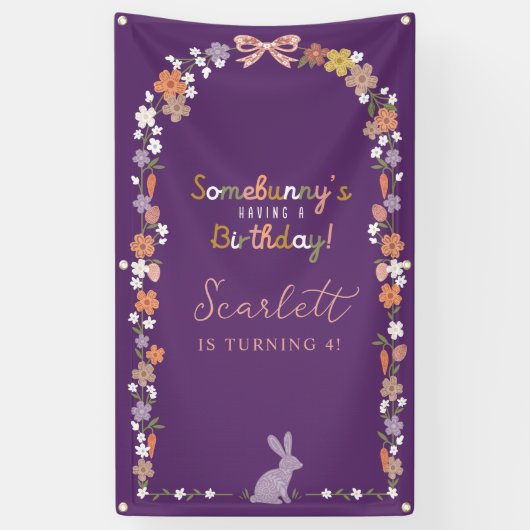 Floral Easter Bunny Somebunny is jarig Spandoek (Verticaal)