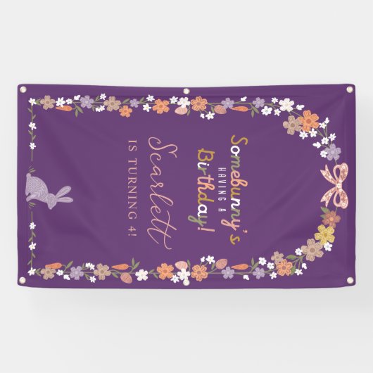 Floral Easter Bunny Somebunny is jarig Spandoek (Horizontaal)