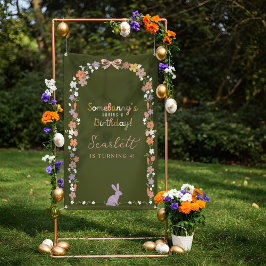 Floral Easter Bunny Somebunny is jarig Spandoek