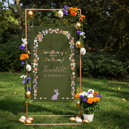 Floral Easter Bunny Somebunny is jarig Spandoek