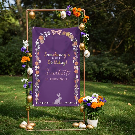 Floral Easter Bunny Somebunny is jarig Spandoek