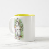 Floral Easter Bunny Tweekleurige Koffiemok (Voorkant links)