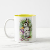 Floral Easter Bunny Tweekleurige Koffiemok (Links)