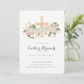 Floral Easter Cross-uitnodiging Kaart (Staand voorkant)