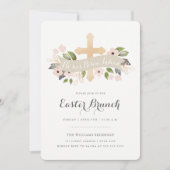 Floral Easter Cross-uitnodiging Kaart (Voorkant)