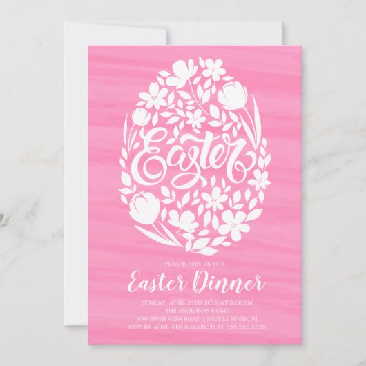 Floral Easter Dinner Party Invitation Kaart (Voorkant)