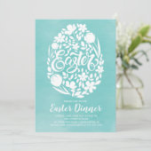 Floral Easter Dinner Party Invitation Kaart (Staand voorkant)
