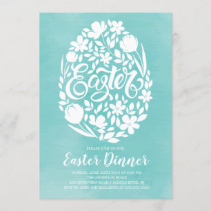 Floral Easter Dinner Party Invitation Kaart