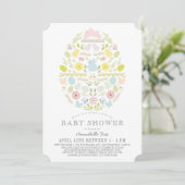 Floral Easter Egg Bunny Drive-by Baby shower Kaart (Staand voorkant)
