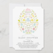 Floral Easter Egg Bunny Drive-by Baby shower Kaart (Voorkant)