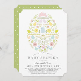 Floral Easter Egg Bunny Drive-by Baby shower Kaart