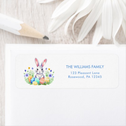 Floral Easter Egg Bunny Retouradres Etiket (Insitu)