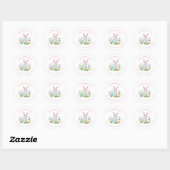 Floral Easter Egg Bunny Retouradres Ronde Sticker (Vel)