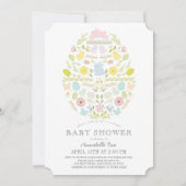 Floral Easter Egg Bunny Virtual Baby shower Kaart (Voorkant)