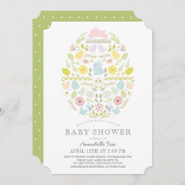 Floral Easter Egg Bunny Virtual Baby shower Kaart