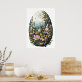 Floral Easter Egg Bunny Wall Art Poster (Keuken)