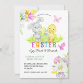 Floral Easter Egg Hunt & Brunch Schattige Bunny Kaart (Voorkant)