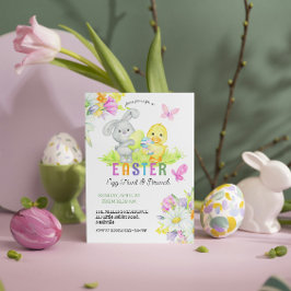 Floral Easter Egg Hunt & Brunch Schattige Bunny Kaart