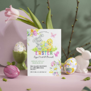 Floral Easter Egg Hunt & Brunch Schattige Bunny Kaart