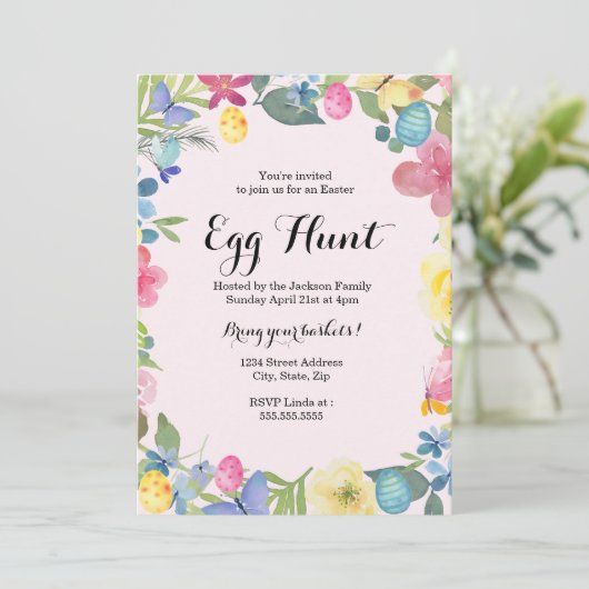 Floral Easter Egg Hunt Kaart (Staand voorkant)