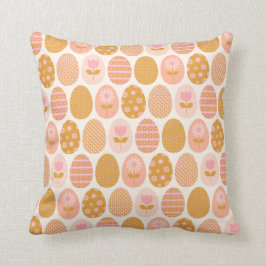 Floral Easter Egg Pattern in Boho Pink Yellow Gold Kussen